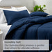 Goose down Alternative Comforter Set, Premium 1800 Collection, with Pillow Shams, 3 Piece Set, Queen, Dark Blue