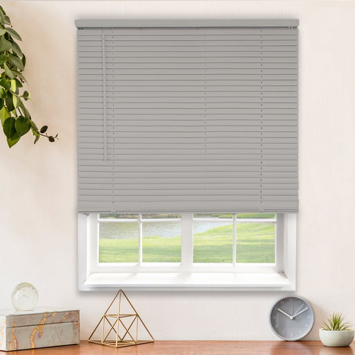 Cordless 1" Vinyl Mini Blinds Gloss Gray (Room Darkening) 16"W X 48"H
