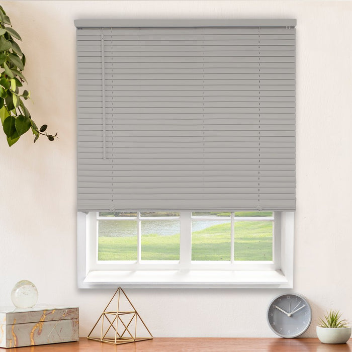 Cordless 1" Vinyl Mini Blinds Gloss Gray (Room Darkening) 16"W X 48"H