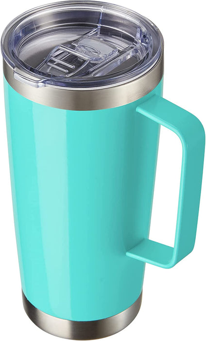 20 Oz Tumbler Mug with Lid and Straw, Insulated Travel Coffee Mug with Handle, Double Wall Stainless Steel Vacuum Coffee Tumbler, Thermal Coffee Cup, Navy Blue