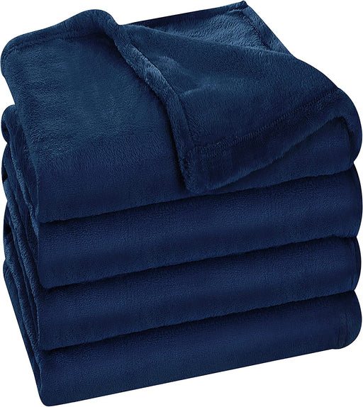 Fleece Blanket Queen Size Navy 300GSM Luxury Bed Blanket Anti-Static Fuzzy Soft Blanket Microfiber (90X90 Inches)