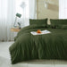 Comforter Set Queen Size Pom, 3 Piece Boho Bed Set, All Season Farmhouse Microfiber down Alternative Bedding Comforter with 2 Pillow Shams, Solid Olive Green Pompom