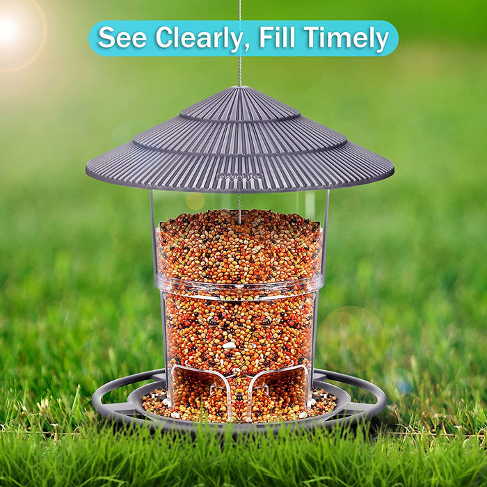 Bird Feeders, Bird Feeder for outside Outdoors Hanging, Squirrel Proof, Easy Clean and Fill, Adjustable Feeder with Sturdy Wire and Roof, Plastic, for Garden, Backyard, Terrace(25 Oz/Pack)