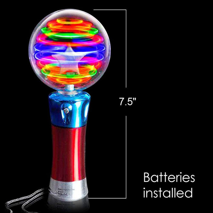 Light up Magic Ball Toy Wand for Kids - Flashing LED Wand for Boys and Girls - Spinning Lights and Colors - Fun Gift, Entertainment for Parties and Autism Sensory Rooms, Classroom Prizes