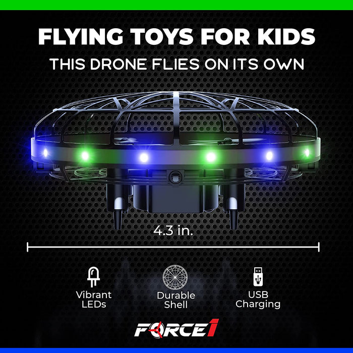 Scoot LED Hand Operated Drone for Kids or Adults - Hands Free Motion Sensor Mini Drone, Easy Indoor Small UFO Toy Flying Ball Drone Toy for Boys and Girls (Green/Blue)