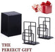 Book Ends Heavy Duty, Decorative Black Bookends for Shelves, Window Lattice Design