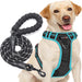 No Pull Dog Harness Adjustable Reflective Oxford Easy Control Medium Large Dog Harness with a Free Heavy Duty 5Ft Dog Leash (S (Neck: 13"-18", Chest: 17.5"-22"), Blue Harness+Leash)