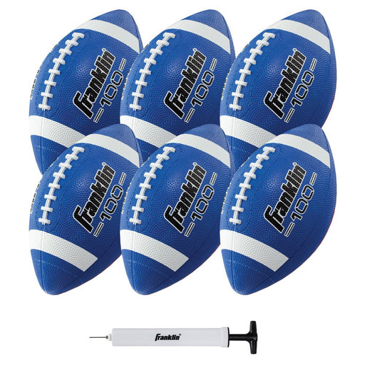 Junior Size Rubber Football - 6 Pack Deflated with Pump