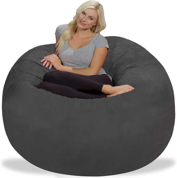 Bean Bag Chair: Giant 5' Memory Foam Furniture Bean Bag - Big Sofa with Soft Micro Fiber Cover - Charcoal