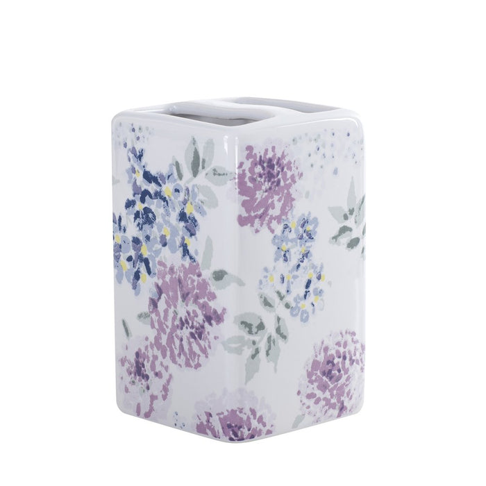 Mainstays 17-Piece Flower Polyester, Ceramic, Metal Bath Accessories Set, Purple