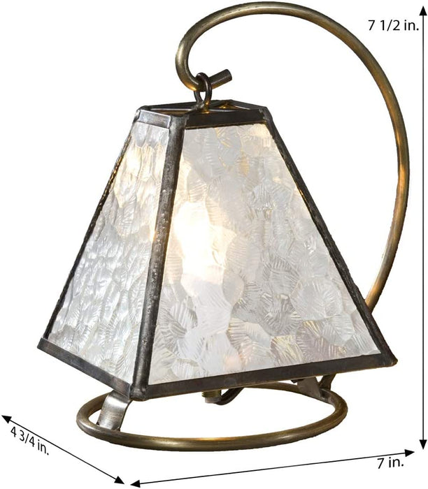 Small Lamp Tiffany Style Stained Glass Decorative Accent Night Light Table Top Mission Home Décor Bedroom, Bathroom, Nursery Clear J Devlin Lam 651