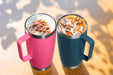 20 Oz Tumbler Mug with Lid and Straw, Insulated Travel Coffee Mug with Handle, Double Wall Stainless Steel Vacuum Coffee Tumbler, Thermal Coffee Cup, Navy Blue