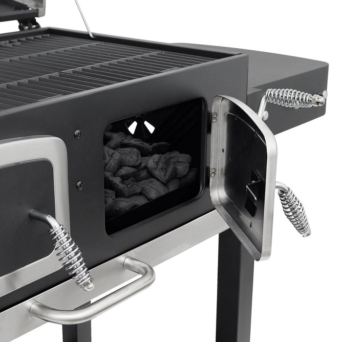 Kenmore 32-Inch Smart Charcoal Grill with Bluetooth Meat Thermometer, LCD Display, and Temperature Probes, Black/Stainless Steel