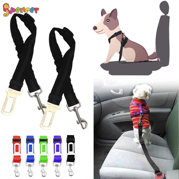 2 Pack Adjustable Pet Dog Cat Car Seat Belt Strap Safety Leads Seatbelt Harness for All Vehicle (Black)