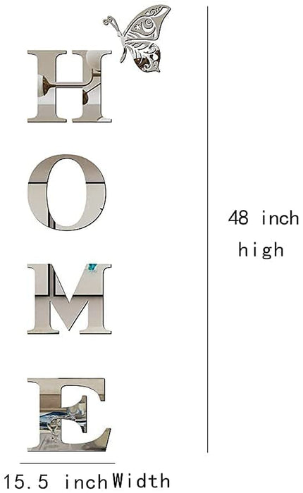 Home Wall Decor Letter Signs Acrylic Mirror Wall Stickers Wall Decorations for Living Room Bedroom Home Decor Wall Decals (Silver, 47.2 X 15.7)