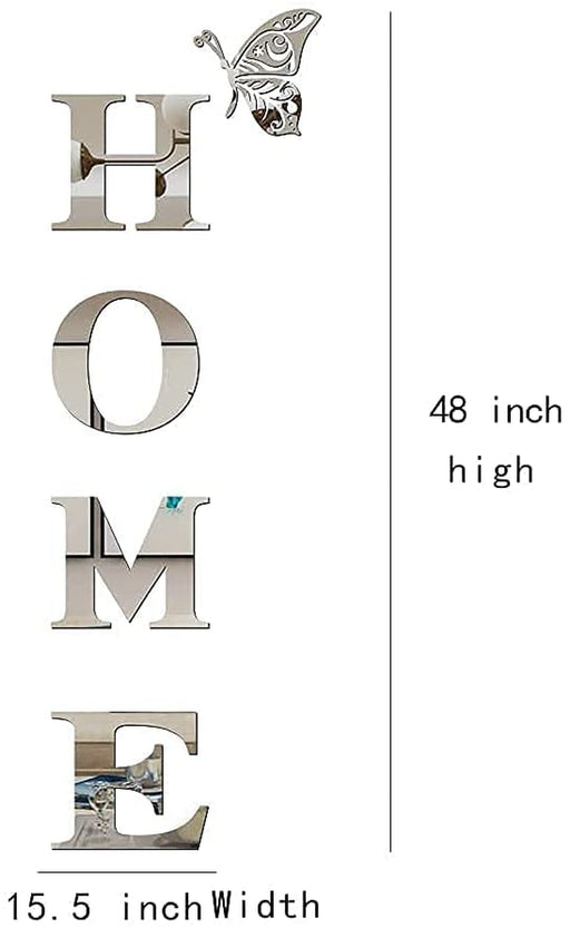 Home Wall Decor Letter Signs Acrylic Mirror Wall Stickers Wall Decorations for Living Room Bedroom Home Decor Wall Decals (Silver, 47.2 X 15.7)