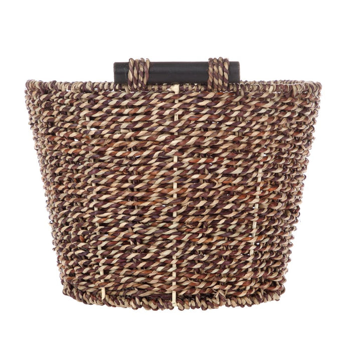 Mainstays Brown Oval 2-Hue Seagrass Storage Basket with Wooden Handles