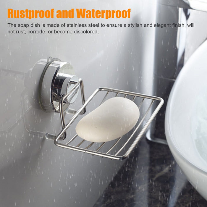 Eeekit Powerful Vacuum Suction Cup Mounted Soap Dish, Waterproof Soap Tray Bar Soap Basket, Strong Rustproof Stainless Steel Wall Mounted Soap Saver Sponge Holder for Bathroom & Kitchen Sink, No Drilling (3 Pack)
