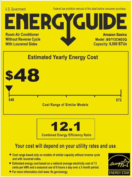 Window-Mounted Air Conditioner with Remote - Cools 250 Square Feet, 6000 BTU, Energy Star, Energy Star
