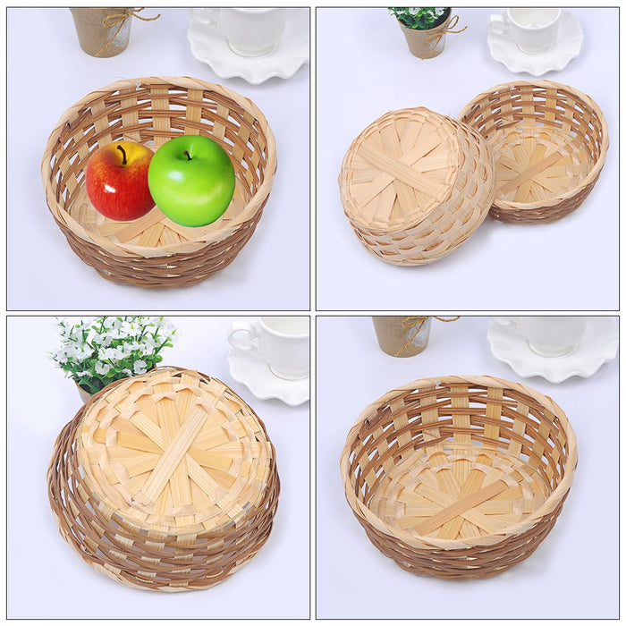 Basket Storage Fruit Woven Serving round Rattan Wicker Baskets Tray Bread Food Decorative Small Container Bamboo Bowl