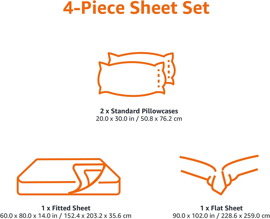 Cotton Jersey Bed Sheet Set - 4 Pieces, Queen, Chambray Blue