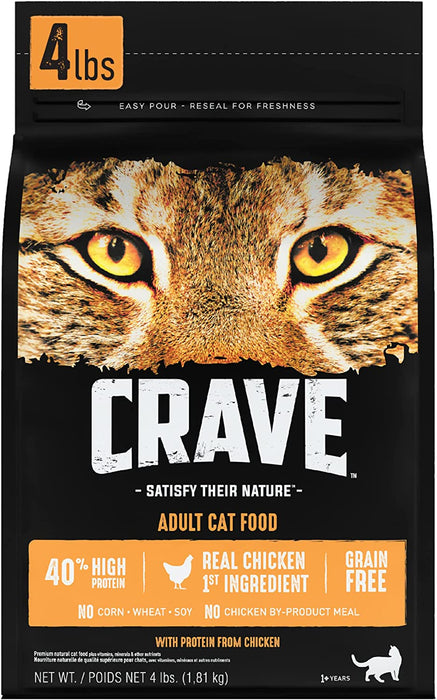 CRAVE Grain Free Indoor Adult High Protein Natural Dry Cat Food with Protein from Chicken & Salmon, 10 Lb. Bag