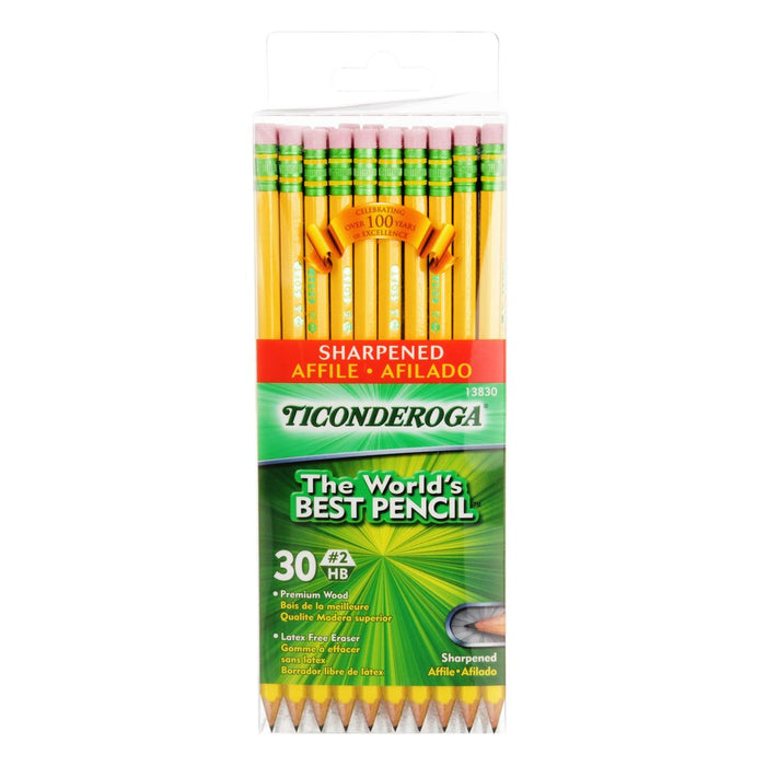 Ticonderoga Classic Yellow No 2 Pencils, Pre Sharpened, 30 Ct