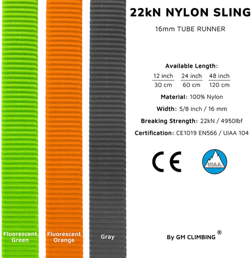 16Mm Nylon Sling Runner 22Kn / 4950Lbf CE UIAA Certified