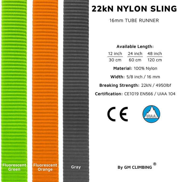 16Mm Nylon Sling Runner 22Kn / 4950Lbf CE UIAA Certified