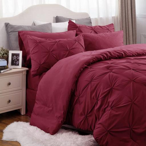 Bedsure Full Size Comforter Sets - Bedding Sets Full 7 Pieces, Bed in a Bag Burgundy Bed Sets with Comforters, Sheets, Pillowcases & Shams,Adult & Kids Bedding