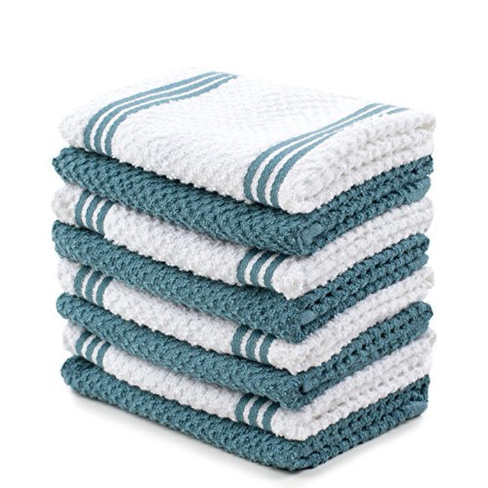 Sticky Toffee, 8 Pack, Cotton Terry Kitchen Dishcloth, Blue