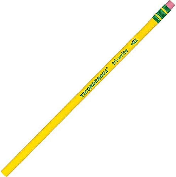 Ticonderoga Tri-Write Triangular Pencils, Wood-Cased #2 HB Soft, Yellow, 12-Pack (13856)