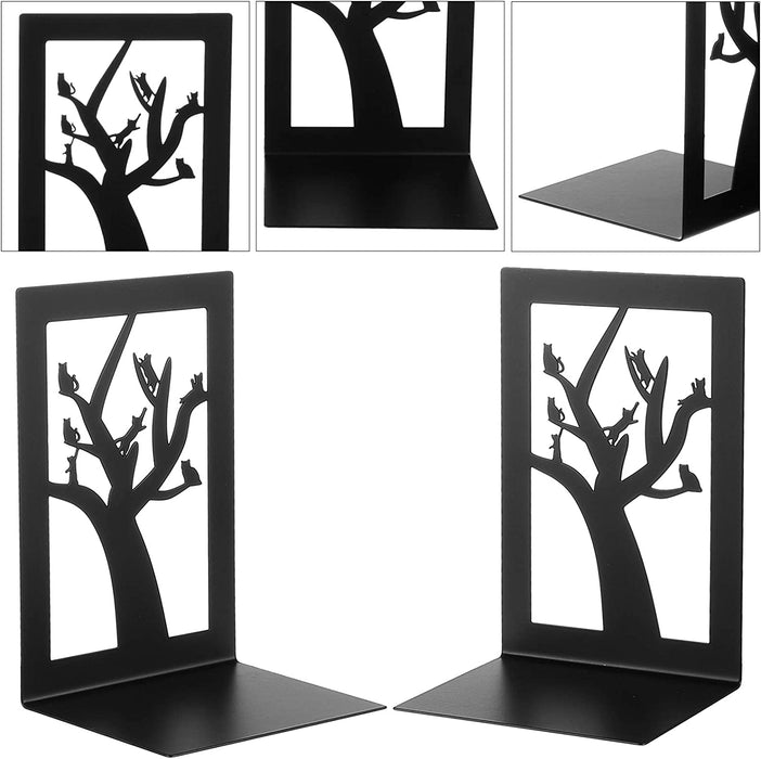Rustic Table Decor 2Pcs Iron Bookends Decorative Non Slip Bookends Metal Cat Book Stoppers Shelves for Home Office Table Book Organizer Bookends Kids Book Shelf