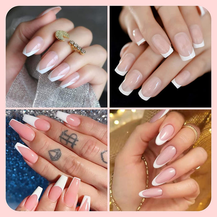 French Nail Stamper -  French Tip Nail Tools with Nail Scraper and Replaceable Stamper Head, 100-Time Using Silicone Nail Stamper Kit for Gel Nail Polish DIY Nail Art Tools