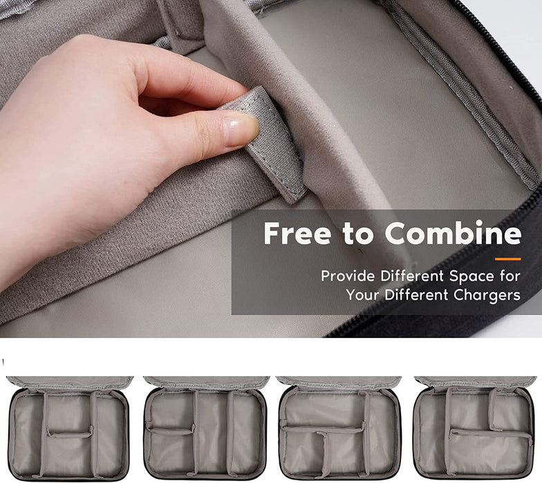 Electronics Organizer,  Electronic Accessories Bag Travel Cable Organizer Three-Layer for Ipad Mini, Kindle, Hard Drives, Cables, Chargers (Three-Layer-Black)