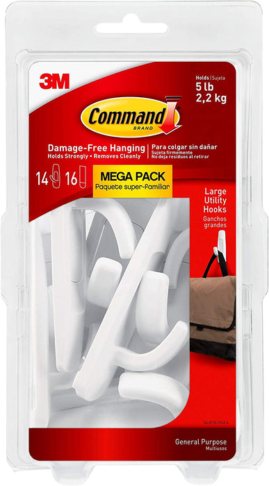 Command Large Refill Adhesive Strips, Damage Free Hanging Wall Adhesive Strips for Large Indoor Wall Hooks, No Tools Removable Adhesive Strips for Living Spaces, 20 White Command Strips