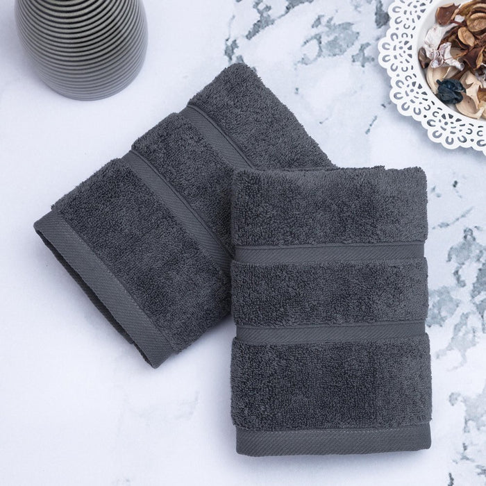 Bath Towel Set of 6 - Cotton Hotel Bathroom Towels, Dark Grey