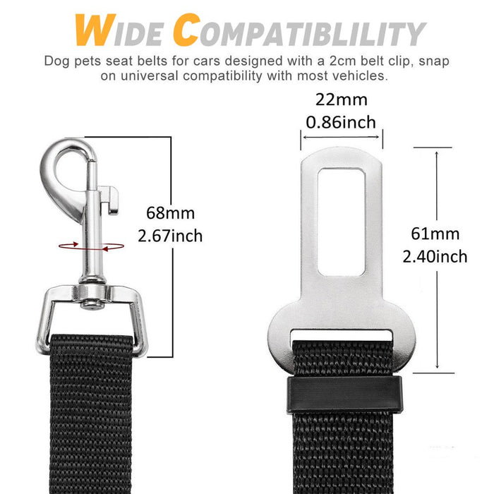 2Pcs Dog Leash Seat Belt Pet Car Seatbelt Safety Lead with Swivel Clip and Adjustable Length for Dogs and Cats, Black Seatbelt Harness for All Vehicles