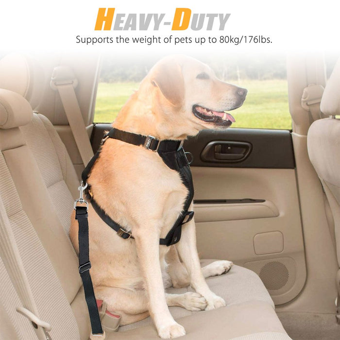 2Pcs Dog Leash Seat Belt Pet Car Seatbelt Safety Lead with Swivel Clip and Adjustable Length for Dogs and Cats, Black Seatbelt Harness for All Vehicles