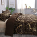Gold Metallic Marble Comforter Set Queen Size Foil Print Glitter Bedding Sets,Coffee/Gold,Queen