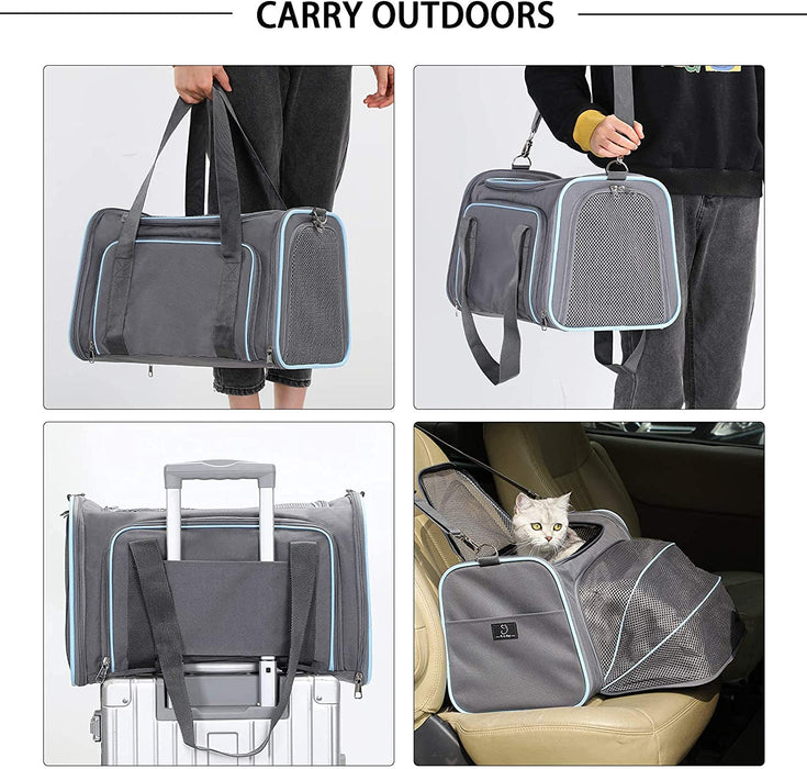 A4Pet Airline Approved Cat Carrier Expandable Dog Carriers,Soft-Sided Portable Pet Travel Washable Carrier for Kittens,Puppies,Rabbit,Hamsters