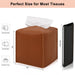 Tissue Box Cover, PU Leather Square Tissue Box Holder for Living Room/Night Stands/Office/Car/Dining Table Home Decor