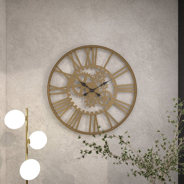 32" Gold Metal Gear Wall Clock