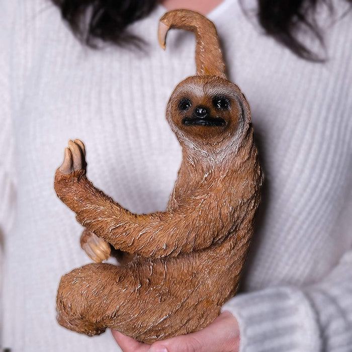 Sloth Fence Hanger - Outdoor Hanging Sloth Statue- Detailed Garden Decor for Wall, Patio, Porch, Fence, Window