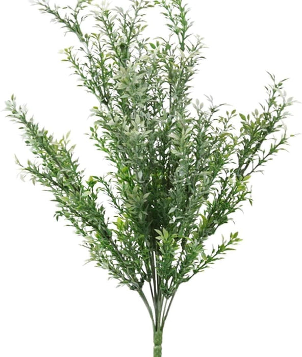 Unpotted Artificial Bush Plant Set of 2 Frosted Green Tea-Leaf Bush Stems (16”X5”) for Office Home Decor Indoor and Outdoor Faux Bush Tea Leaves Spray – New