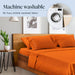 6 PC Sheet Set Sheets Deep Pockets 18" Eco Friendly Wrinkle Free Sheets Machine Washable Hotel Bedding Silky Soft - Autumn Orange Queen