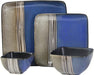 Square Stoneware Loft Collection Dinnerware Dish Set, 16 Piece, Blue and Tan with White Accents