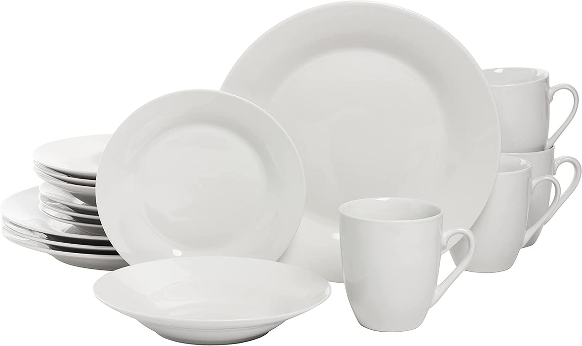 Simply Coupe 16 Piece Dinnerware Set, White - SM-1600-CP-SW