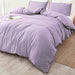 Lavender Comforter Set Queen Size, 3 Piece Boho Pom Fringe Bed Set, All Season Farmhouse Microfiber down Alternative Bedding Comforter with 2 Pillow Shams, Solid Light Purple