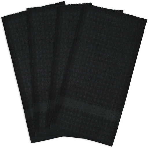Solid Waffle Terry Kitchen Dishtowels, Set of 4, 26"X15", 100% Cotton, Multiple Colors